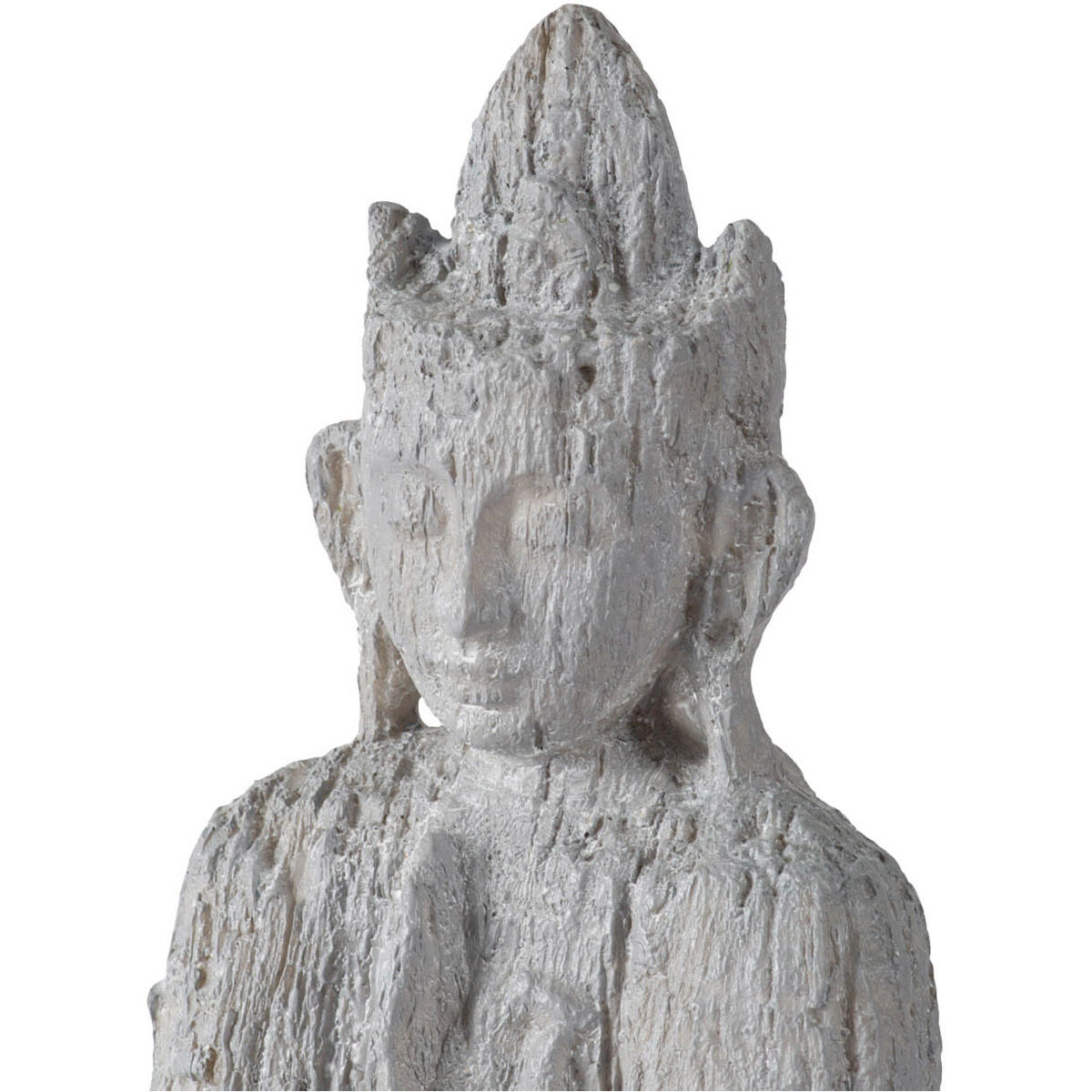 Meditating Sitting Crowned Buddha Gray Outdoor Classic Figurines