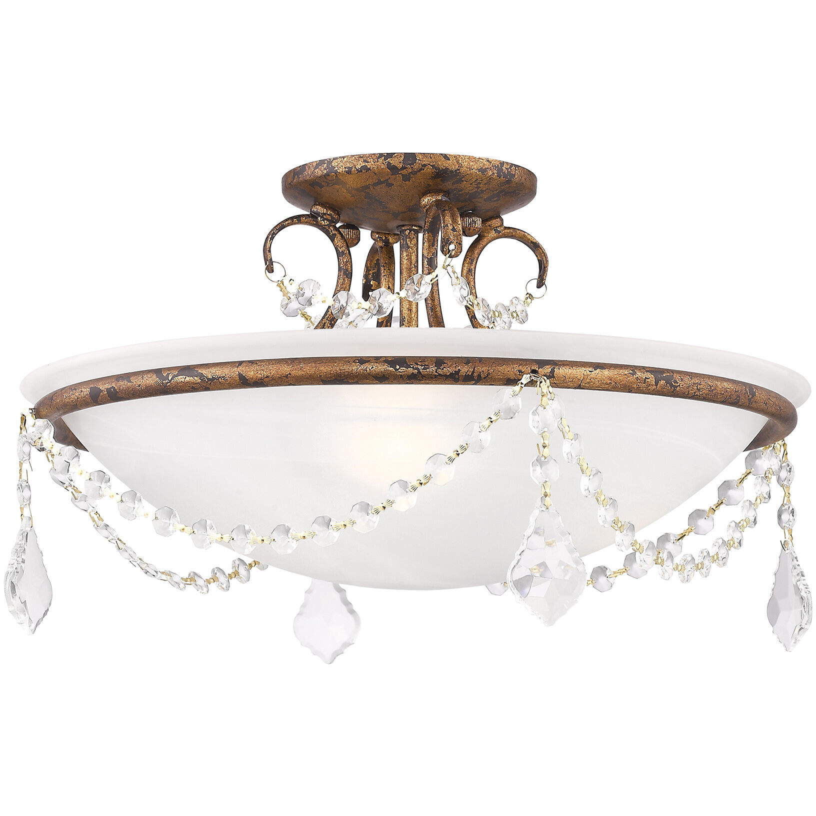 Chesterfield/Pennington 3 Light 16 inch Hand Applied Venetian Golden Bronze Semi-Flush Mount Ceiling Light