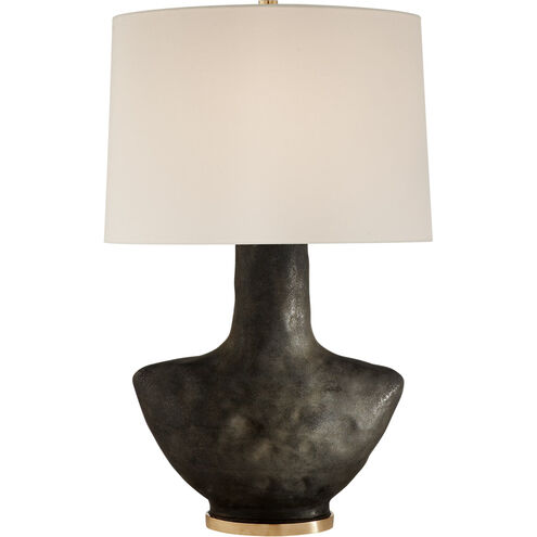 Kelly Wearstler Armato 28 inch 75 watt Stained Black Metallic Table Lamp Portable Light in Linen, Stained Black Metallic Porcelain, Small
