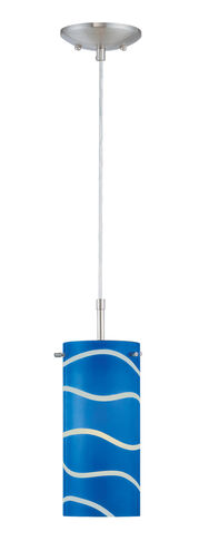 Pacifica 1 Light 5 inch Polished Steel Pendant Ceiling Light in Blue