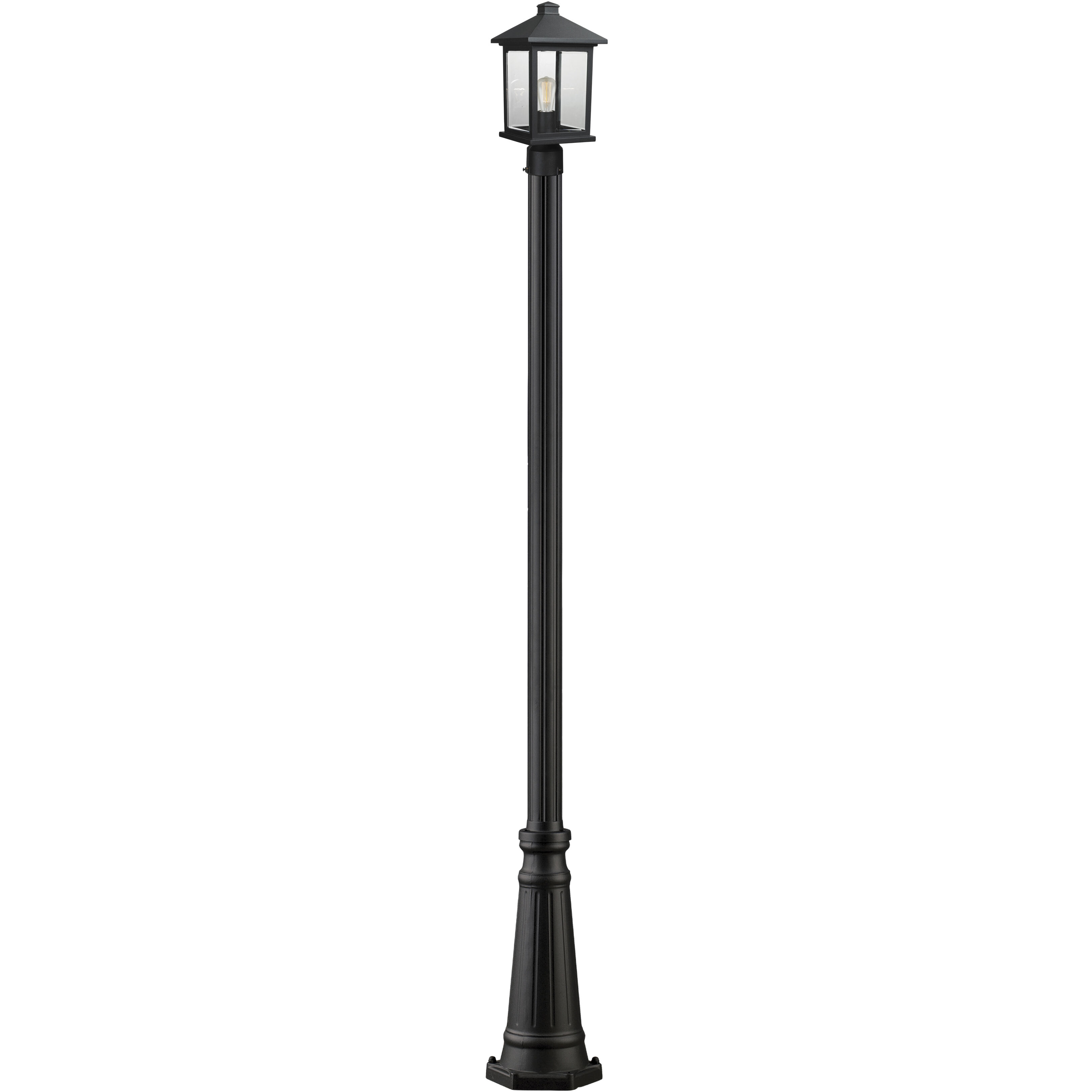 Portland 1 Light 109.75 inch Black Outdoor Post Mounted Fixture in Clear Beveled Glass, 12.14