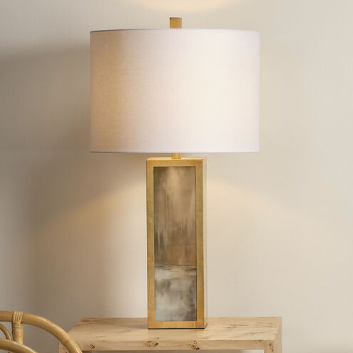 Cloudscape 33 inch 150.00 watt Taupe & Slate Lacquer w/ Antique Gold Leafed Metal Table Lamp Portable Light