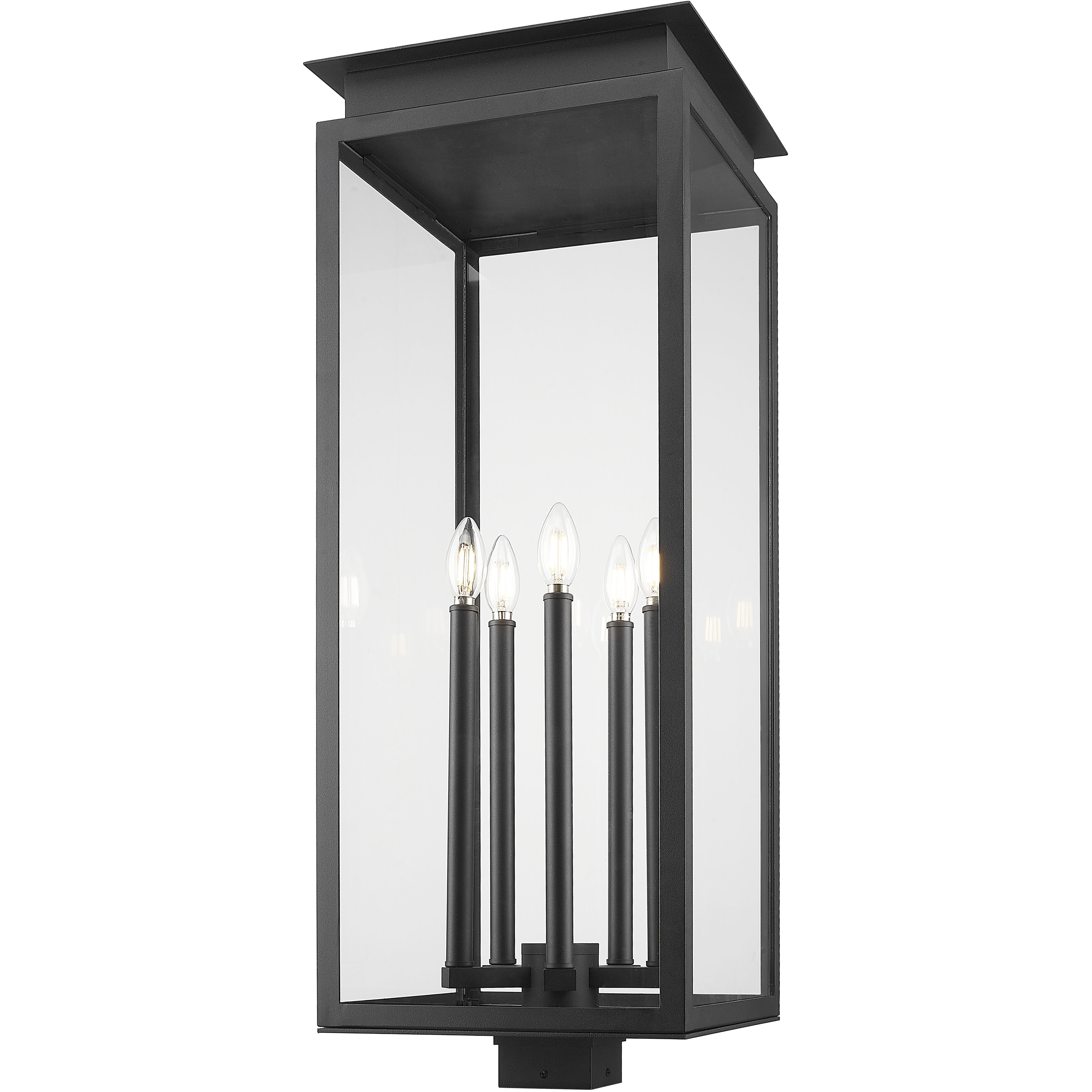 Nova 5 Light 34.25 inch Black Outdoor Post Mount Fixture in Clear Glass