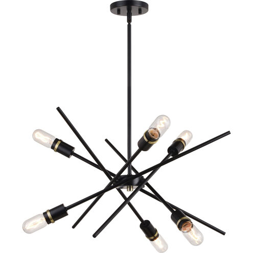 Halsted LED 24.25 inch Black and Satin Brass Pendant Ceiling Light in 6