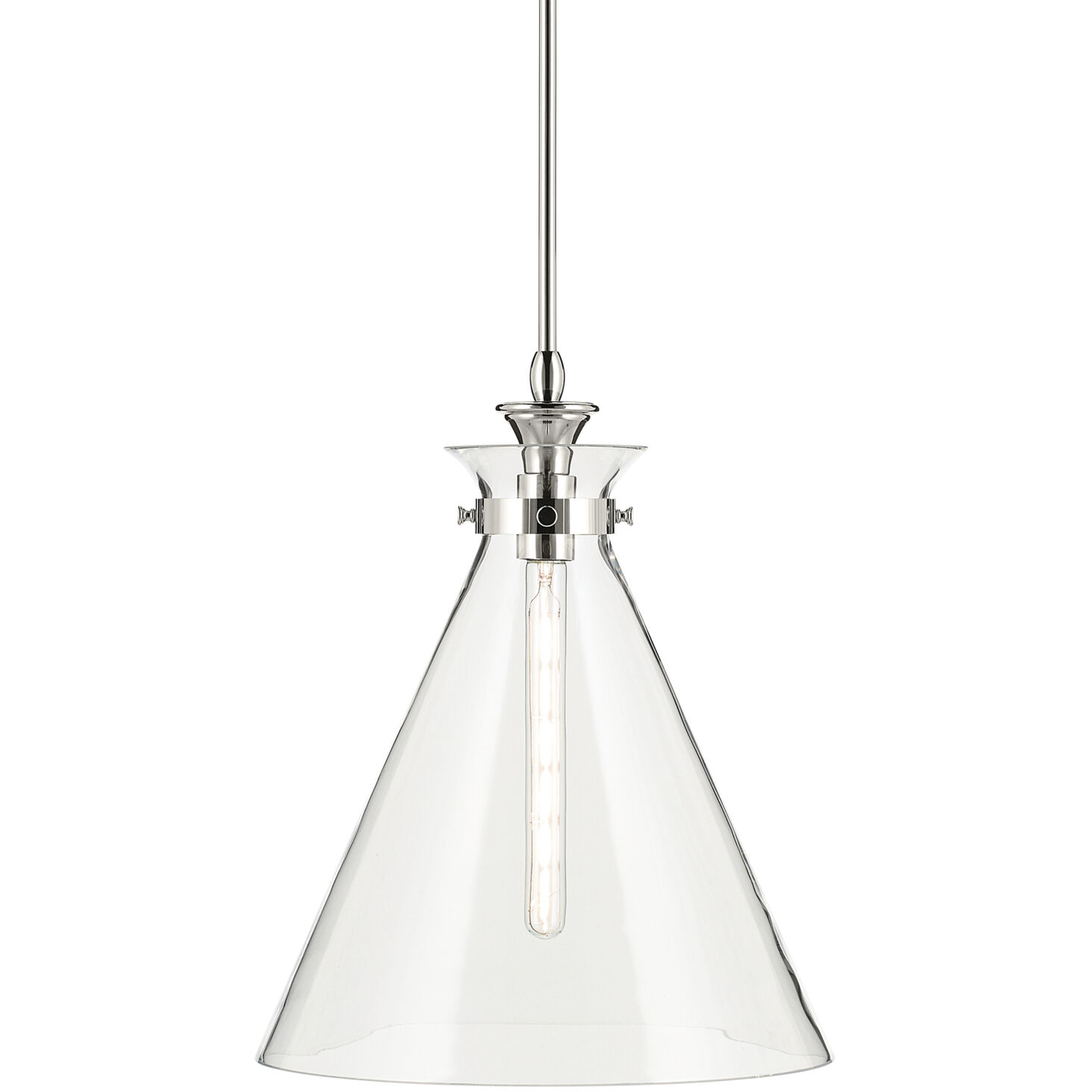 Laria 1 Light Polished Nickel Pendant Ceiling Light in Clear