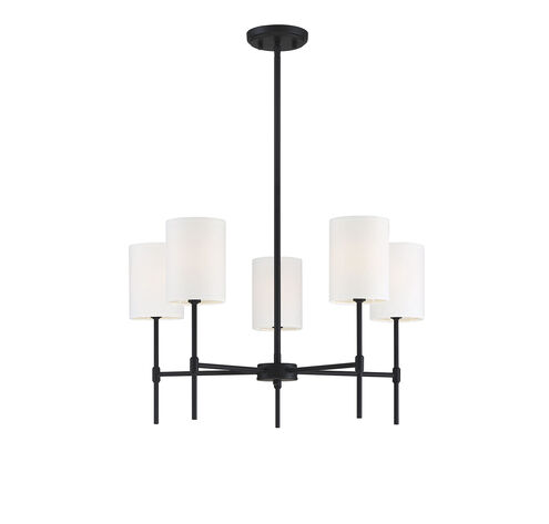 Traditional 5 Light 25 inch Matte Black Chandelier Ceiling Light