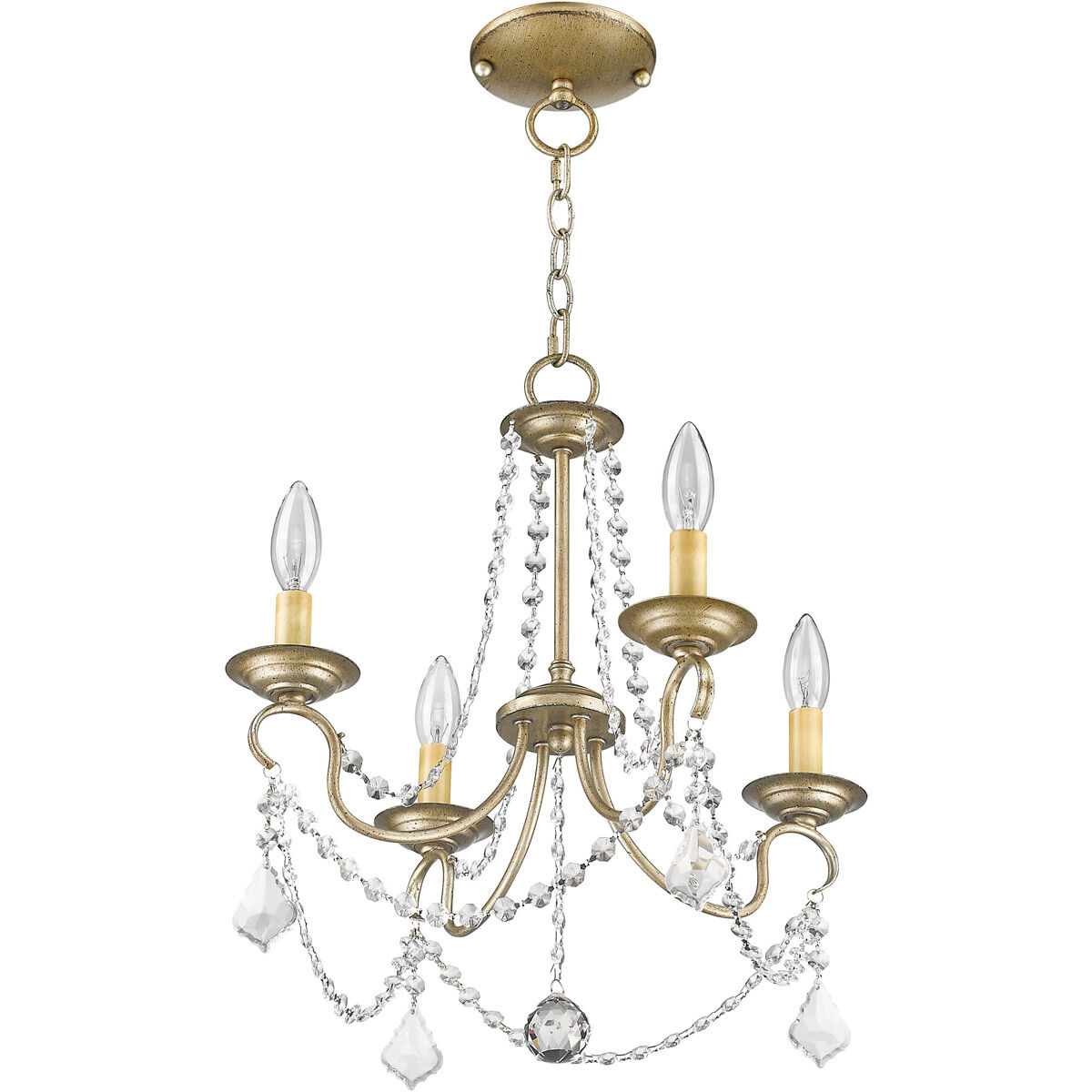 Pennington 4 Light 18 inch Hand Painted Antique Silver Leaf Convertible Mini Chandelier/Ceiling Mount Ceiling Light