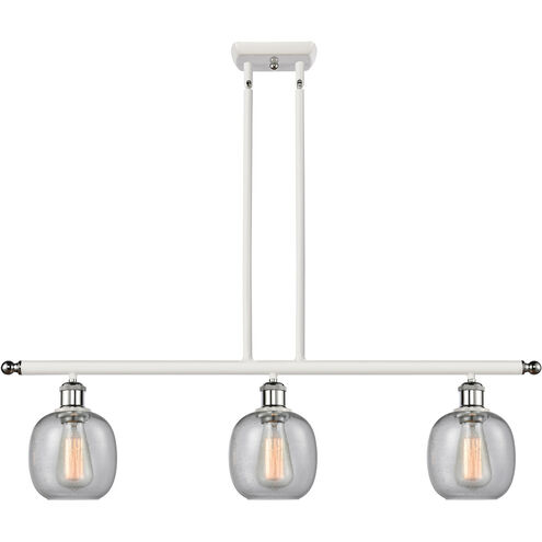 Ballston Belfast LED 36 inch White and Polished Chrome Island Light Ceiling Light in Seedy Glass, Ballston