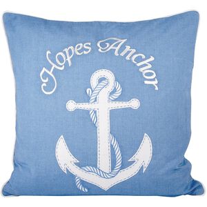 Hopes Anchor 20 X 6 inch Blue with White Pillow, 20X20