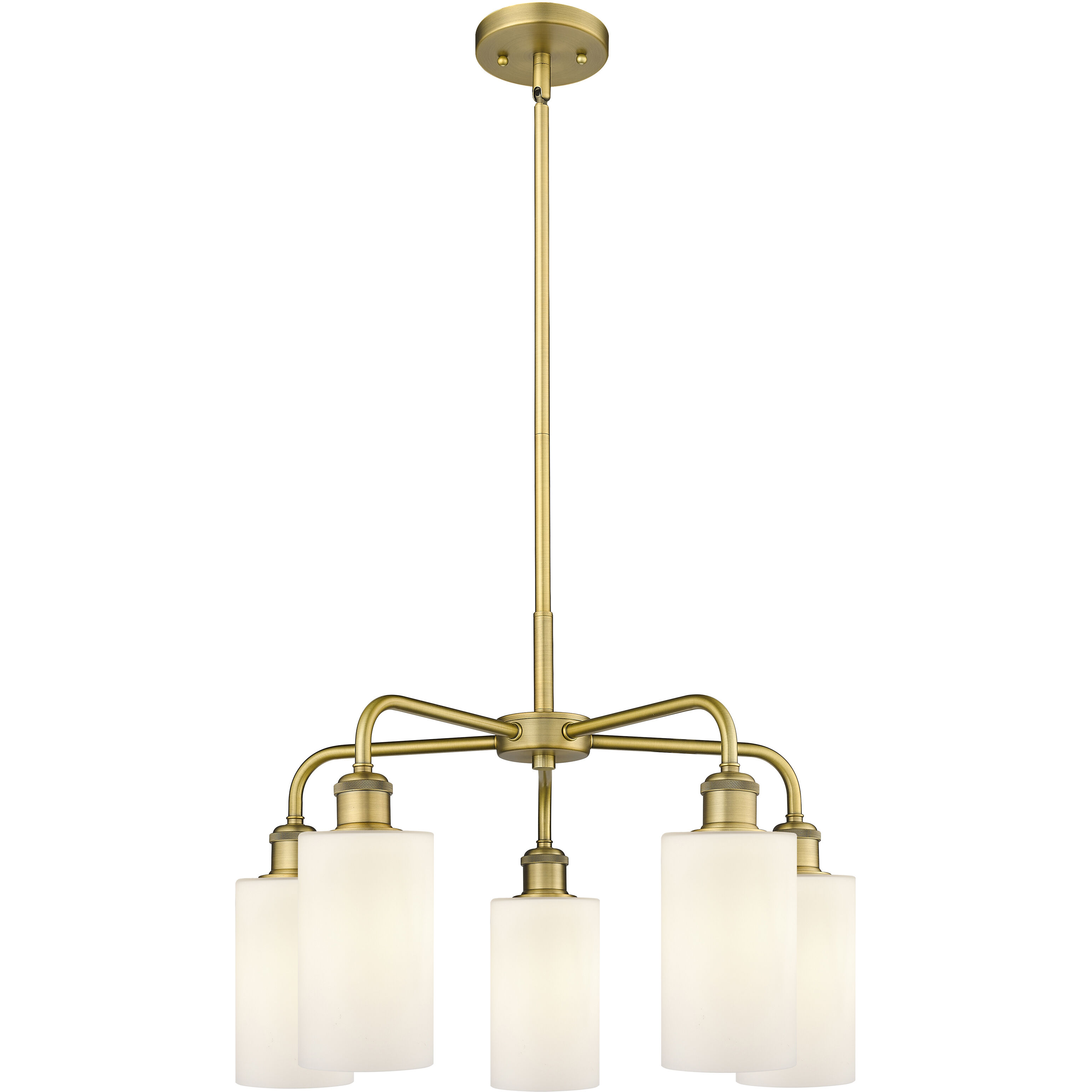 Clymer 5 Light 21.88 inch Brushed Brass Chandelier Ceiling Light in Matte White Glass