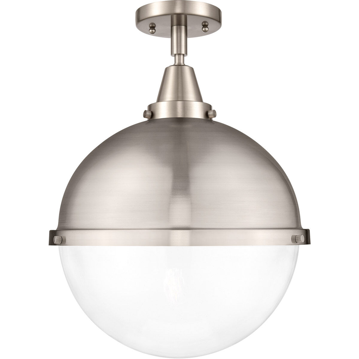 Franklin Restoration Hampden 1 Light 12.88 inch Brushed Satin Nickel Flush Mount Ceiling Light in Clear Glass