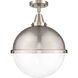 Franklin Restoration Hampden 1 Light 12.88 inch Brushed Satin Nickel Flush Mount Ceiling Light in Clear Glass
