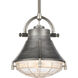 Urbanite 1 Light 9 inch Weathered Zinc with Polished Nickel Mini Pendant Ceiling Light