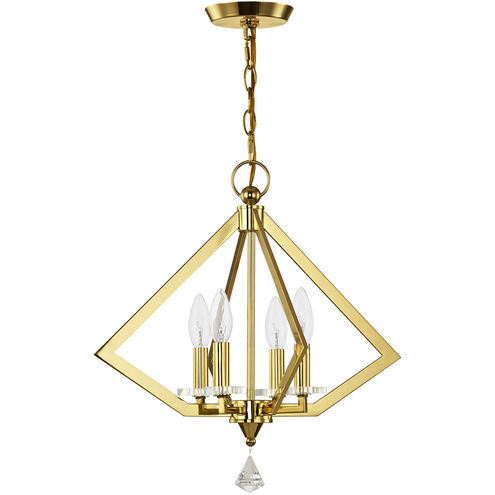 Diamond 4 Light 18 inch Polished Brass Mini Chandelier Ceiling Light