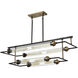 North by North East 8 Light 40 inch Oil Rubbed Bronze with Aged Brass Linear Chandelier Ceiling Light
