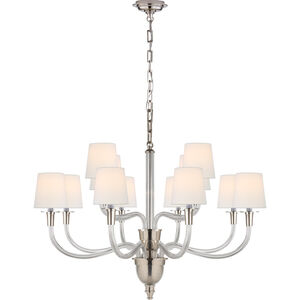 Thomas O'Brien Vivian 12 Light 36 inch Polished Nickel Two-Tier Chandelier Ceiling Light in Linen, Large