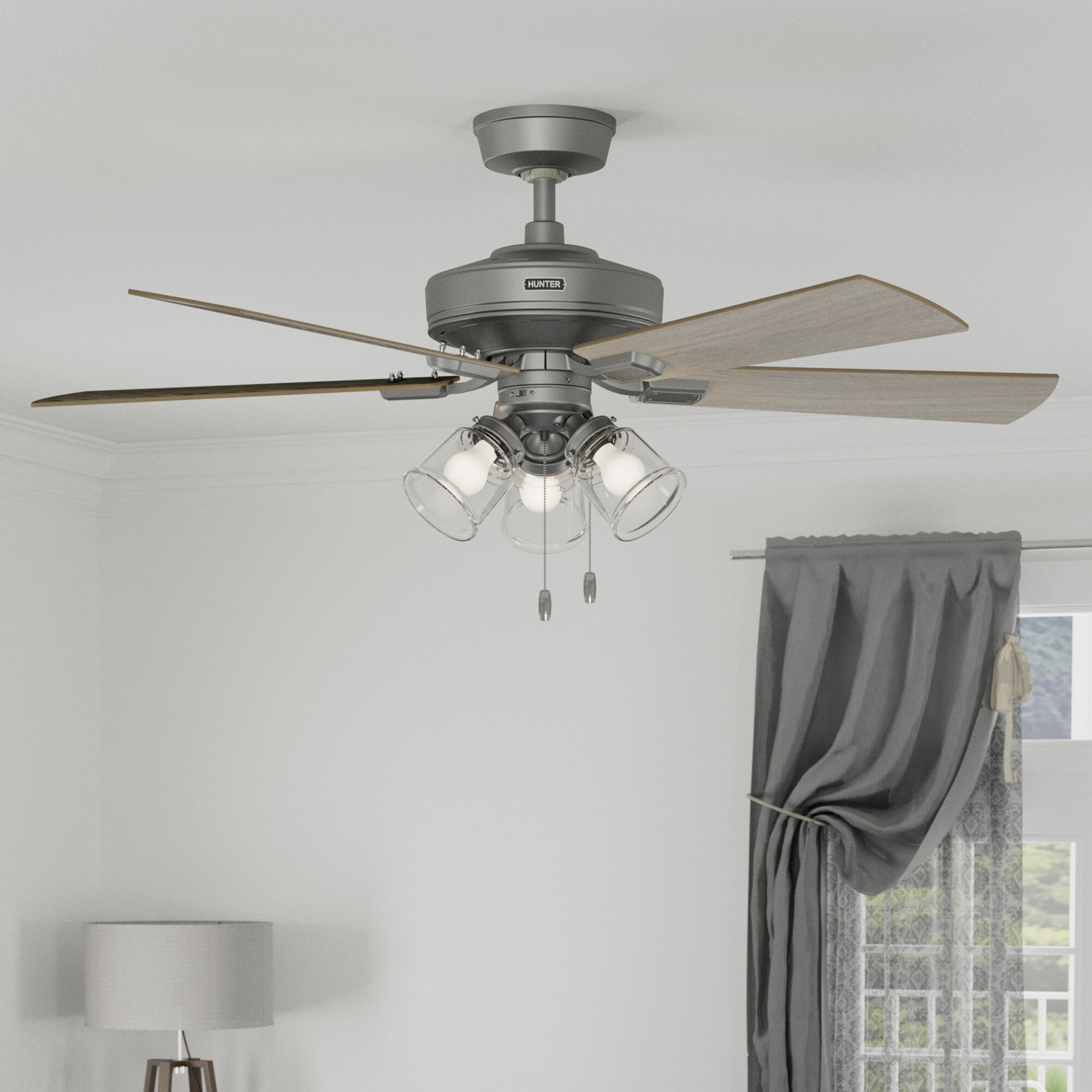 Crestfield 52 inch Matte Silver with Light Gray Oak/Warm Grey Oak Blades Ceiling Fan