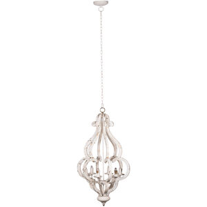 Carved 21 inch Weathered White Chandelier Ceiling Light
