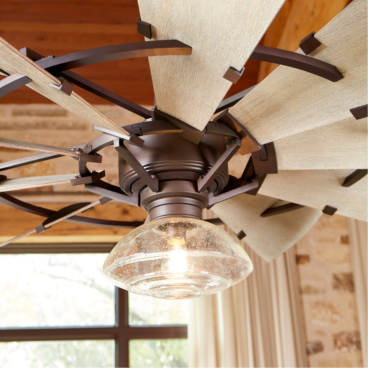 Windmill 52 inch Oiled Bronze with Weathered Oak Blades Indoor Ceiling Fan