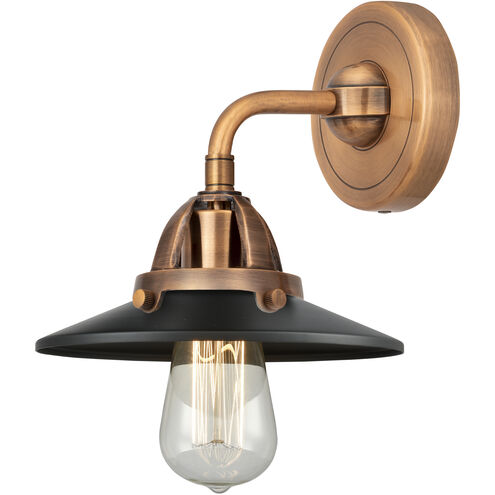 Nouveau 2 Railroad LED 8 inch Antique Copper Sconce Wall Light in Matte Black