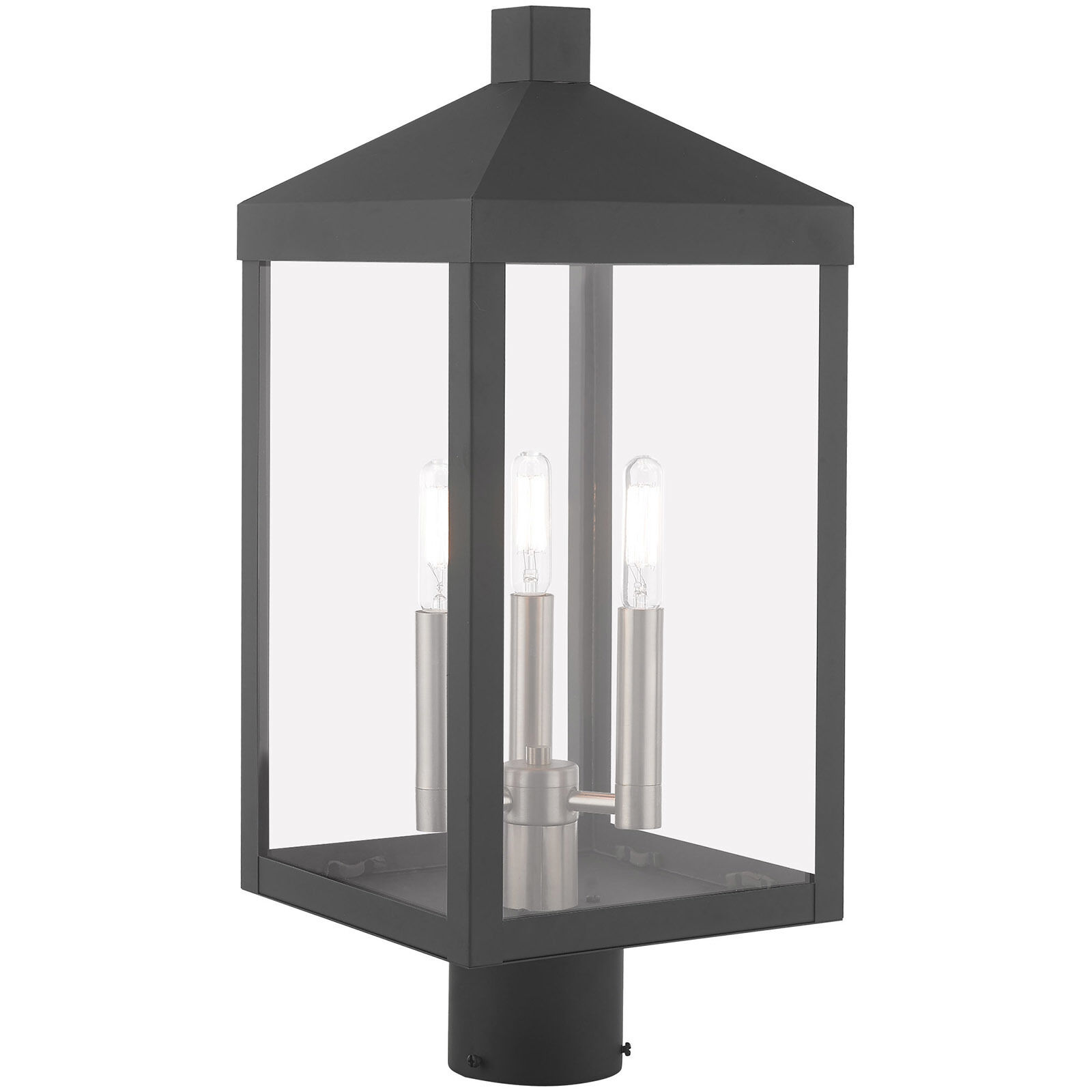 Nyack 3 Light 20 inch Scandinavian Gray Outdoor Post Top Lantern