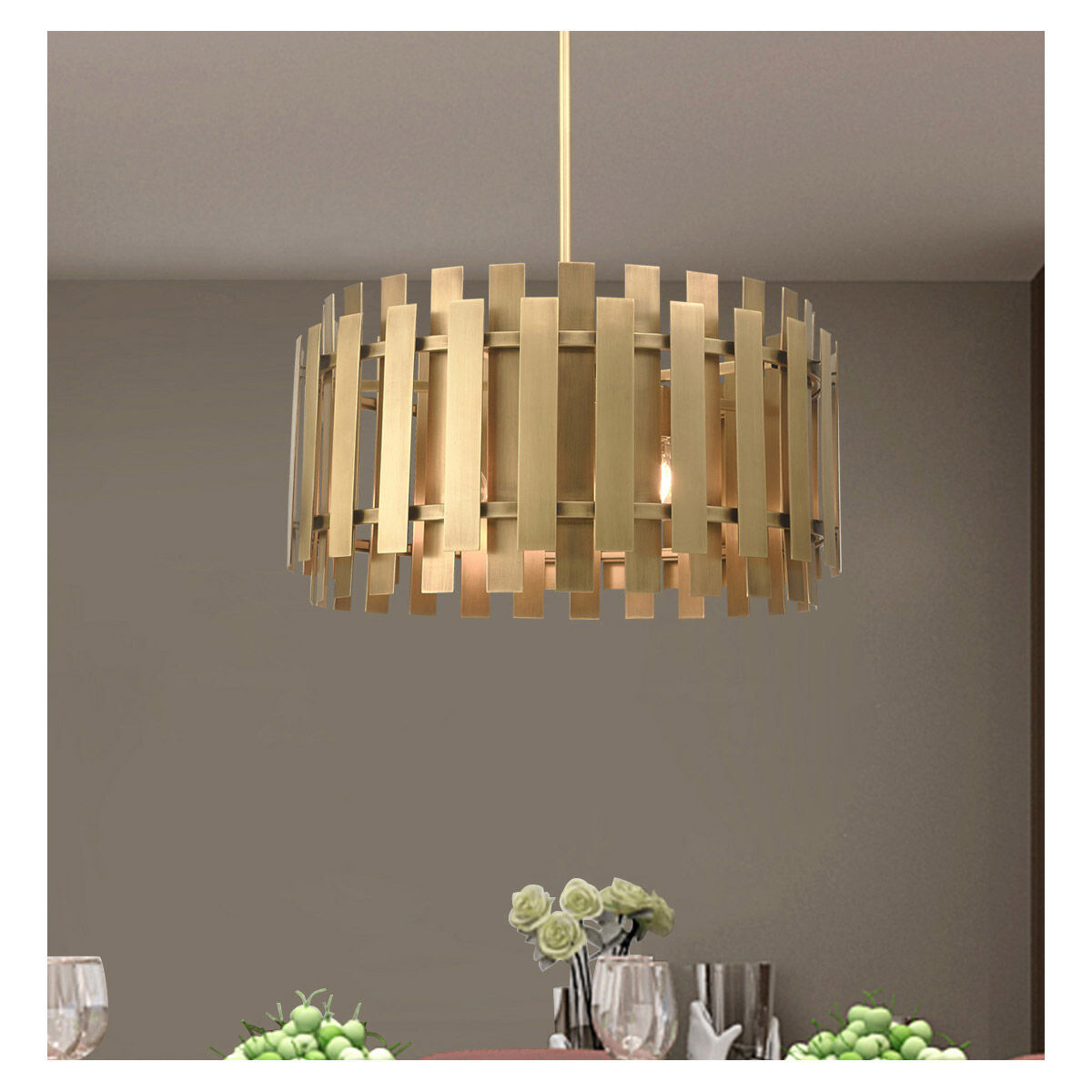 Greenwich 6 Light 24 inch Natural Brass Pendant Chandelier Ceiling Light
