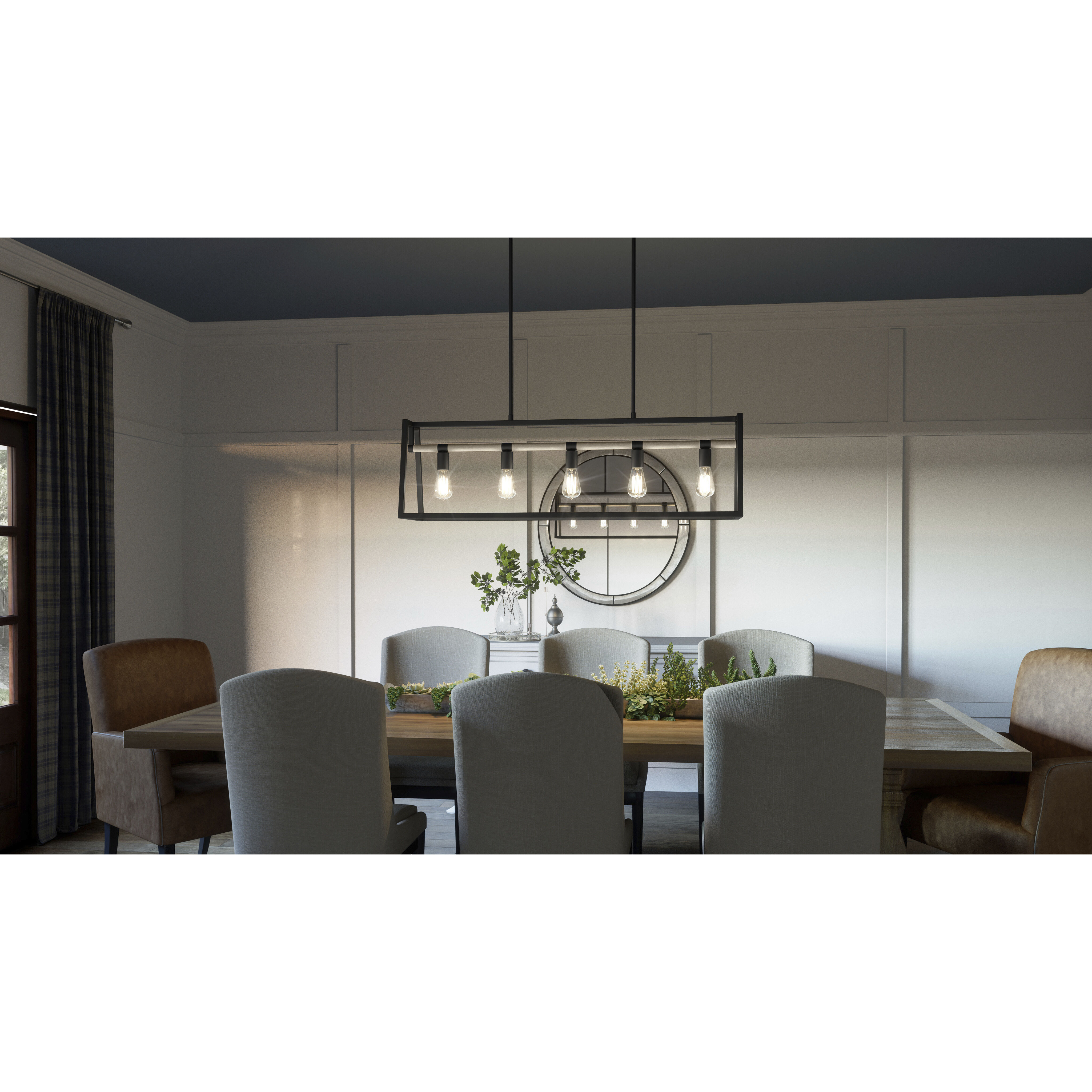 Tippet 5 Light 42 inch Matte Black Island Light Ceiling Light