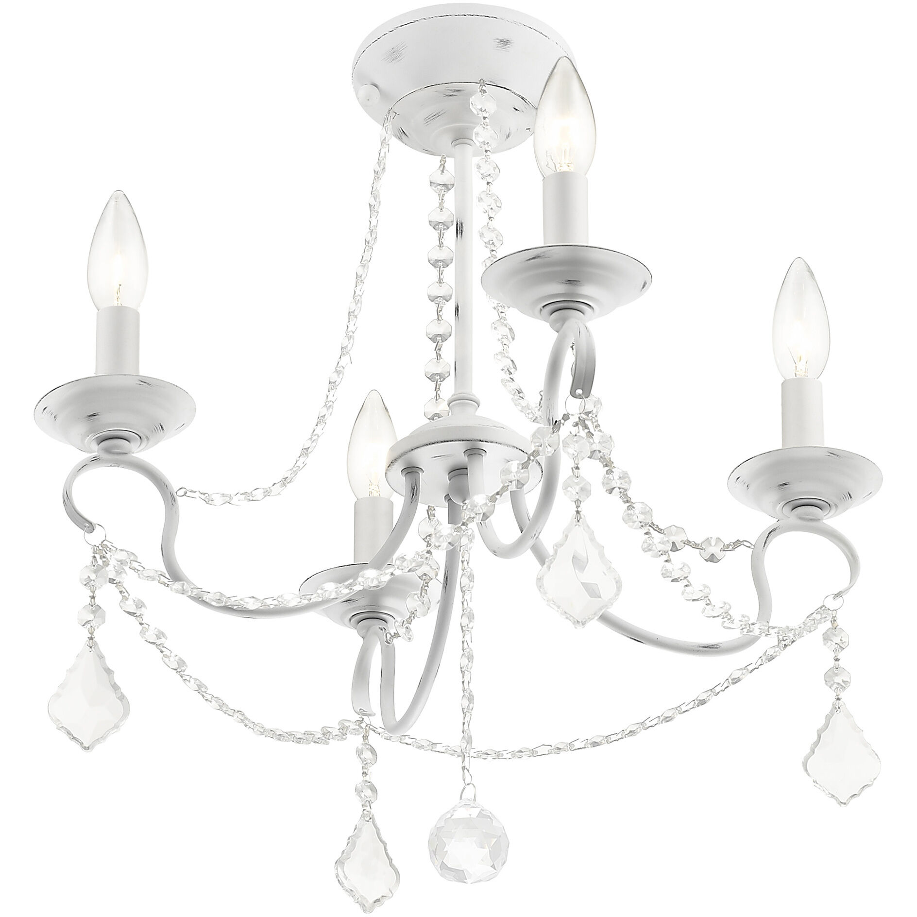 Pennington 4 Light 18 inch Antique White Convertible Mini Chandelier/Ceiling Mount Ceiling Light