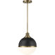 Vorey 1 Light 13 inch Coal And Oxidized Aged Brass Pendant Ceiling Light, Outdoor