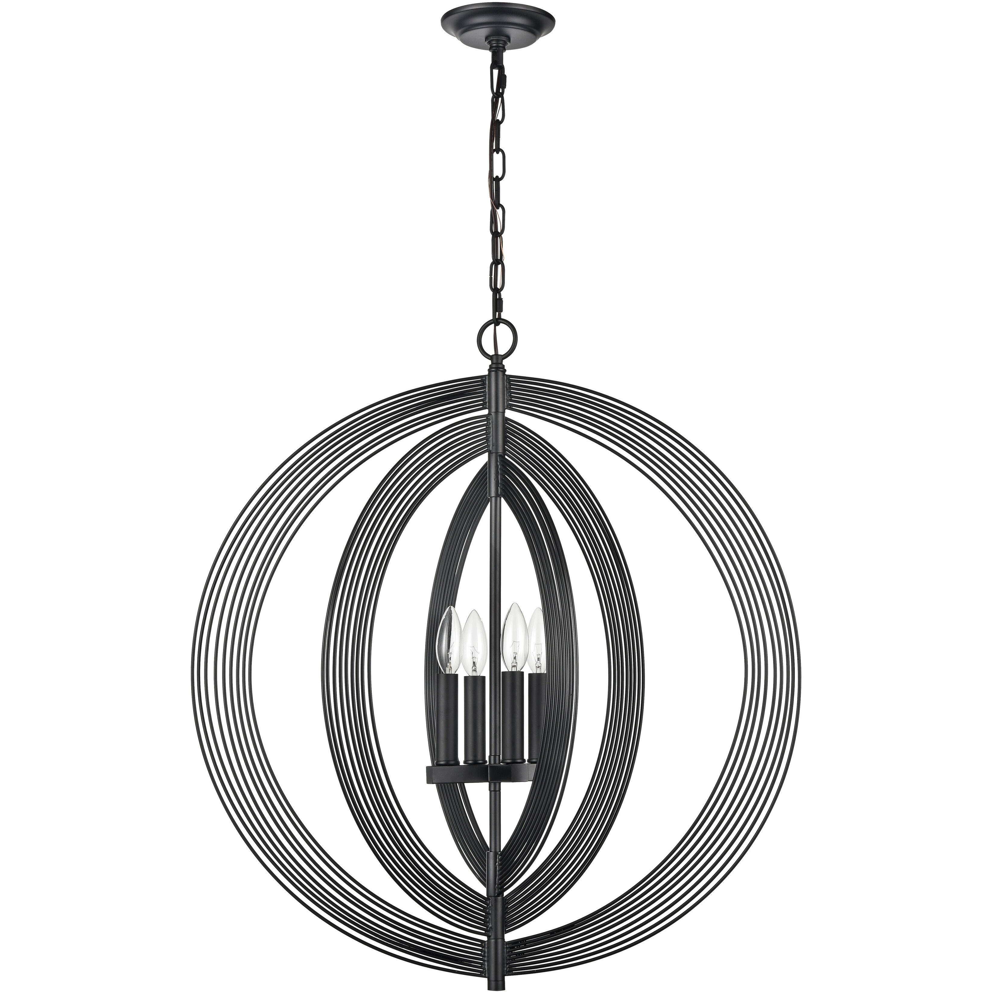 Orme 4 Light 27 inch Matte Black Chandelier Ceiling Light