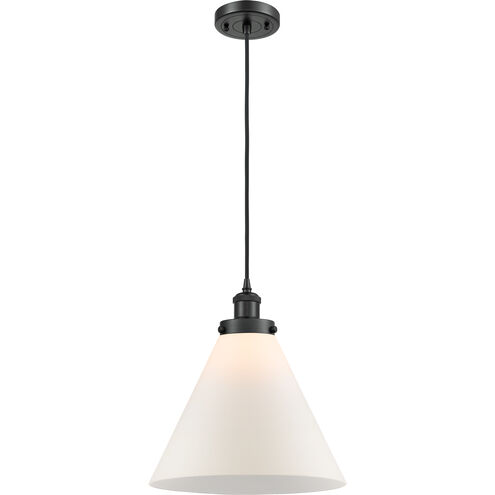 Ballston X-Large Cone 1 Light 8 inch Matte Black Mini Pendant Ceiling Light in Matte White Glass