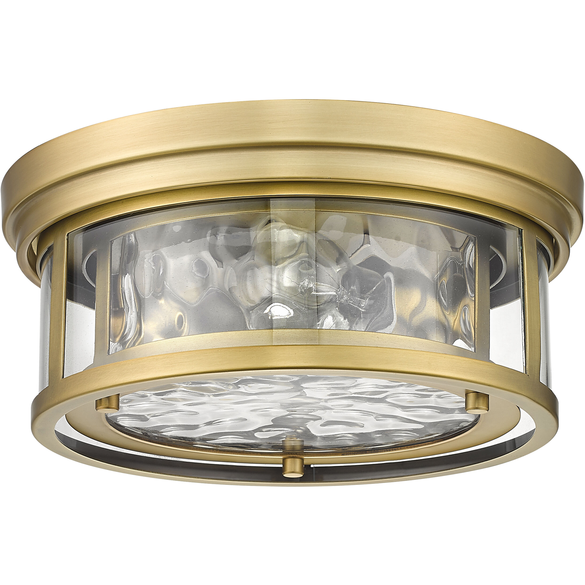 Clarion 2 Light 12 inch Rubbed Brass Flush Mount Ceiling Light in Rubbed Bronze