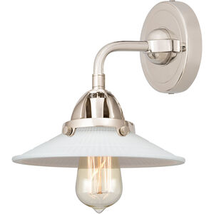 Nouveau 2 Halophane LED 9 inch Polished Nickel Sconce Wall Light in Matte White Halophane Glass
