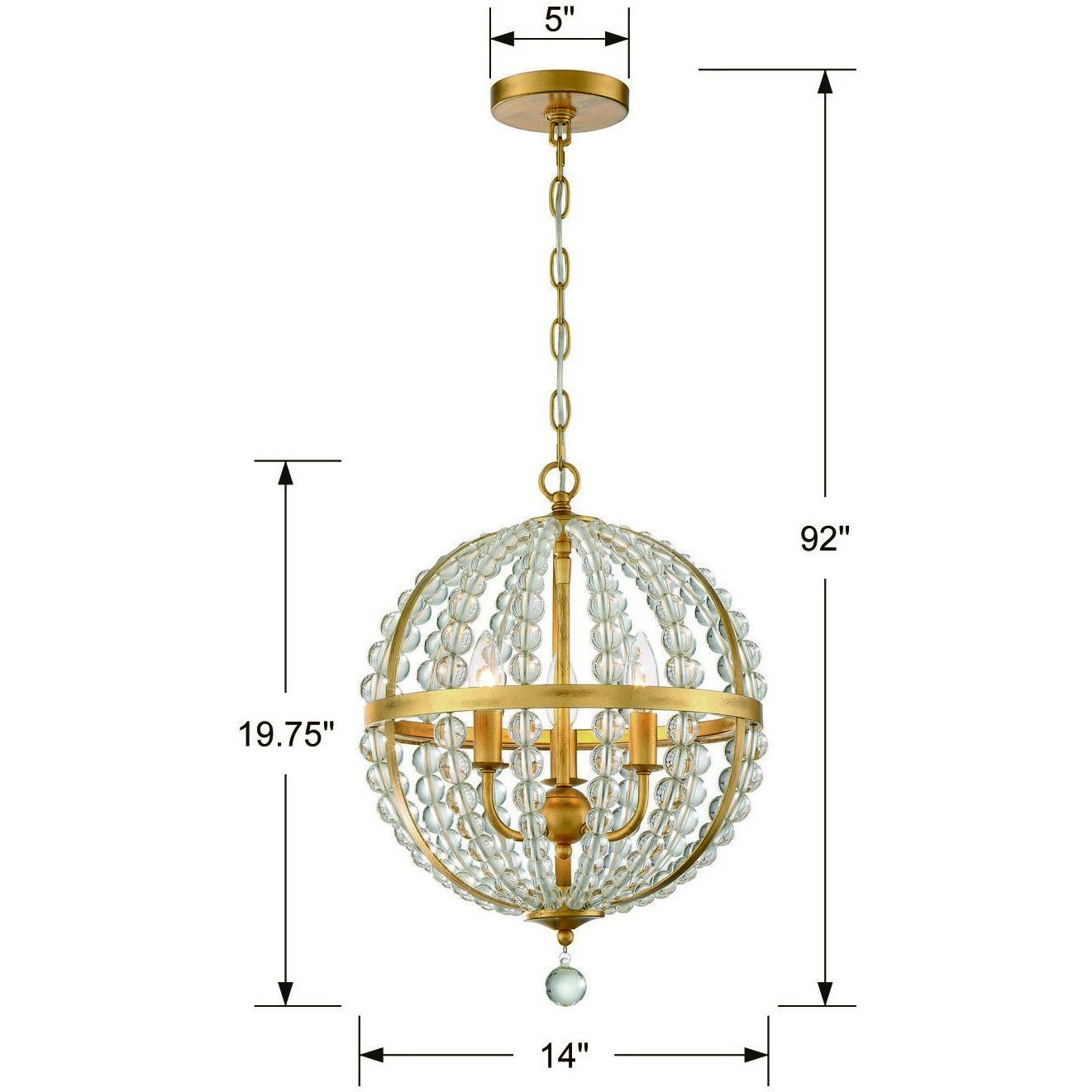 Roxy 3 Light 14 inch Antique Gold Mini Chandelier Ceiling Light