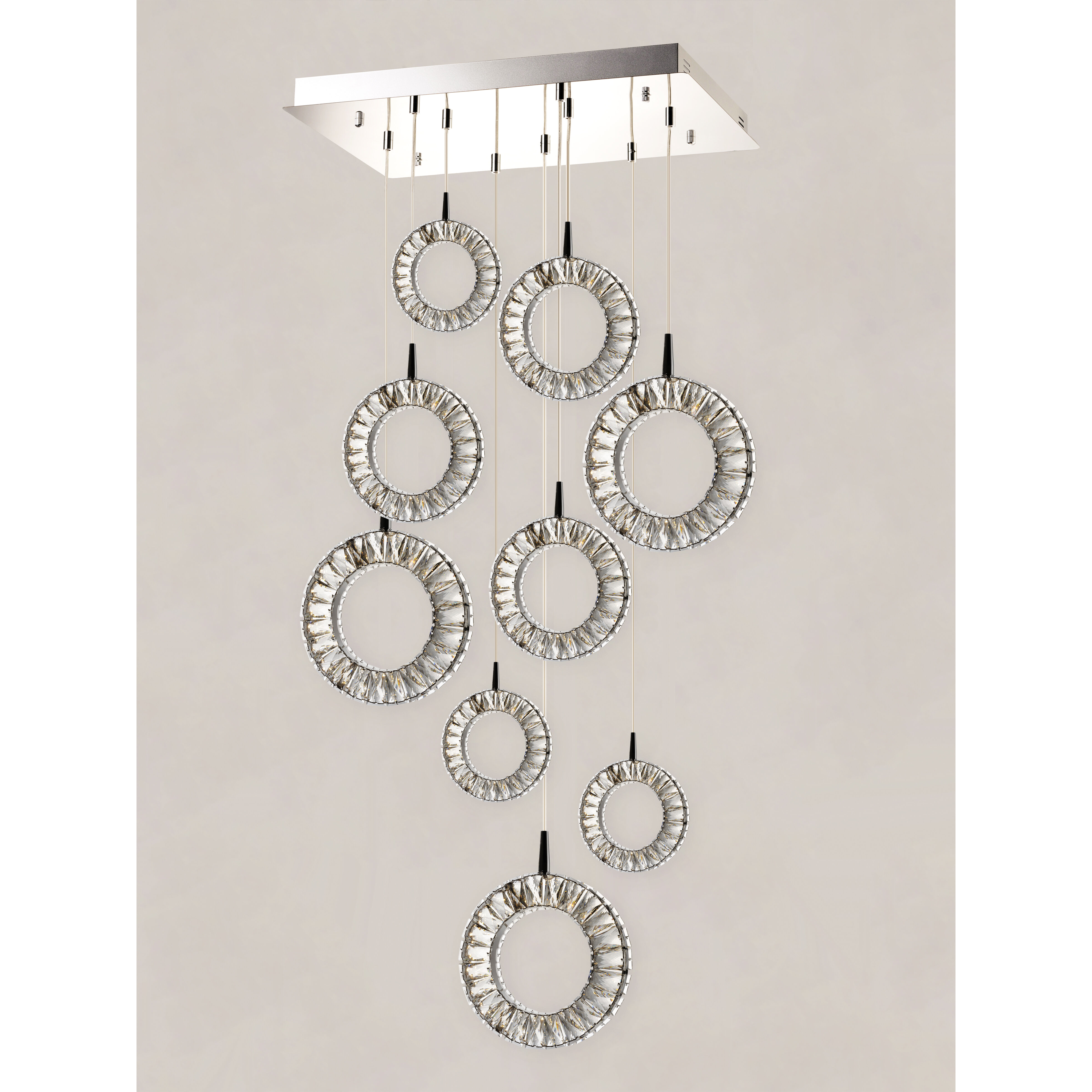 Charm LED 15.25 inch Polished Chrome Multi-Light Pendant Ceiling Light