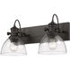 Yep Hines Vanity Wall Light in Rubbed Bronze, Seeded Glass