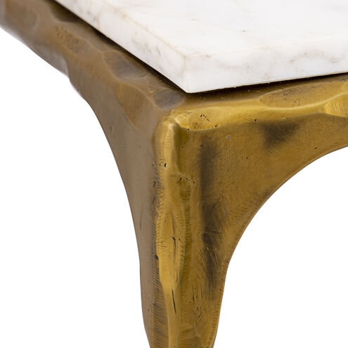 Seville 22 X 20 inch Antique Brass with White Accent Table, Forged