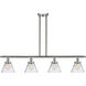 Ballston Large Cone 4 Light 48 inch Brushed Satin Nickel Island Light Ceiling Light in Clear Glass, Ballston