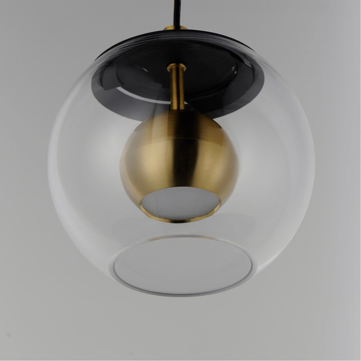Nucleus LED 7 inch Black and Natural Aged Brass Single Pendant Ceiling Light