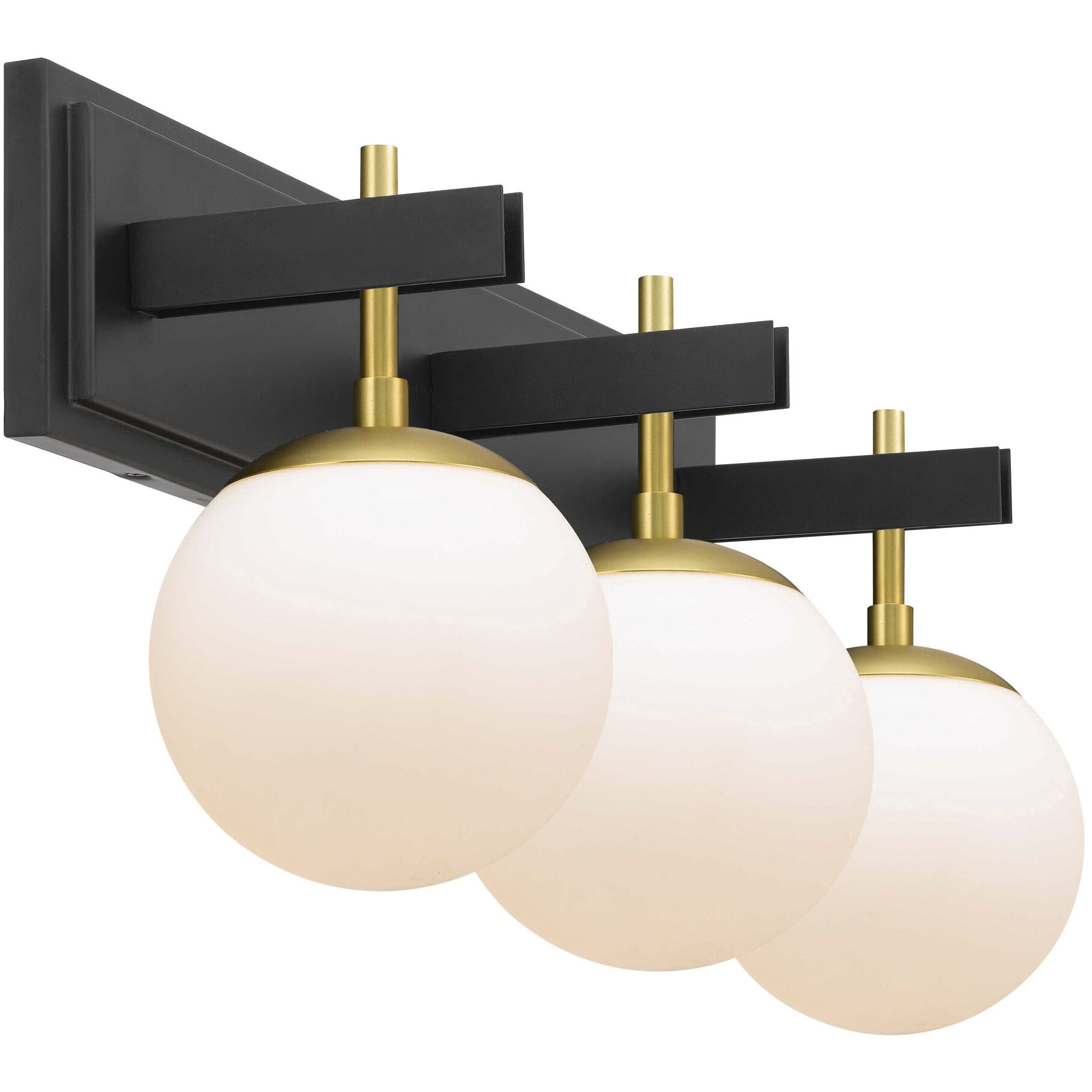Allie 3 Light 24.75 inch Black/Satin Brass Bath Vanity Light Wall Light