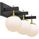 Allie 3 Light 24.75 inch Black/Satin Brass Bath Vanity Light Wall Light