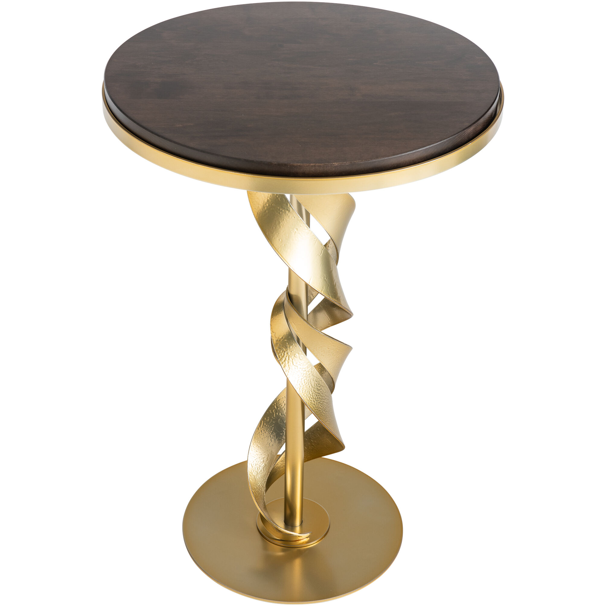 Folio 18.4 inch Modern Brass Accent Table in Maple Espresso, Wood Top