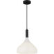 Alora Mood Belleview 1 Light 11.88 inch Matte Black Pendant Ceiling Light in Opal Glass