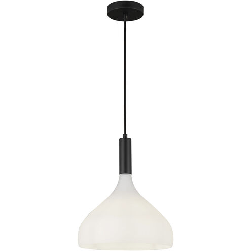 Alora Mood Belleview 1 Light 11.88 inch Matte Black Pendant Ceiling Light in Opal Glass