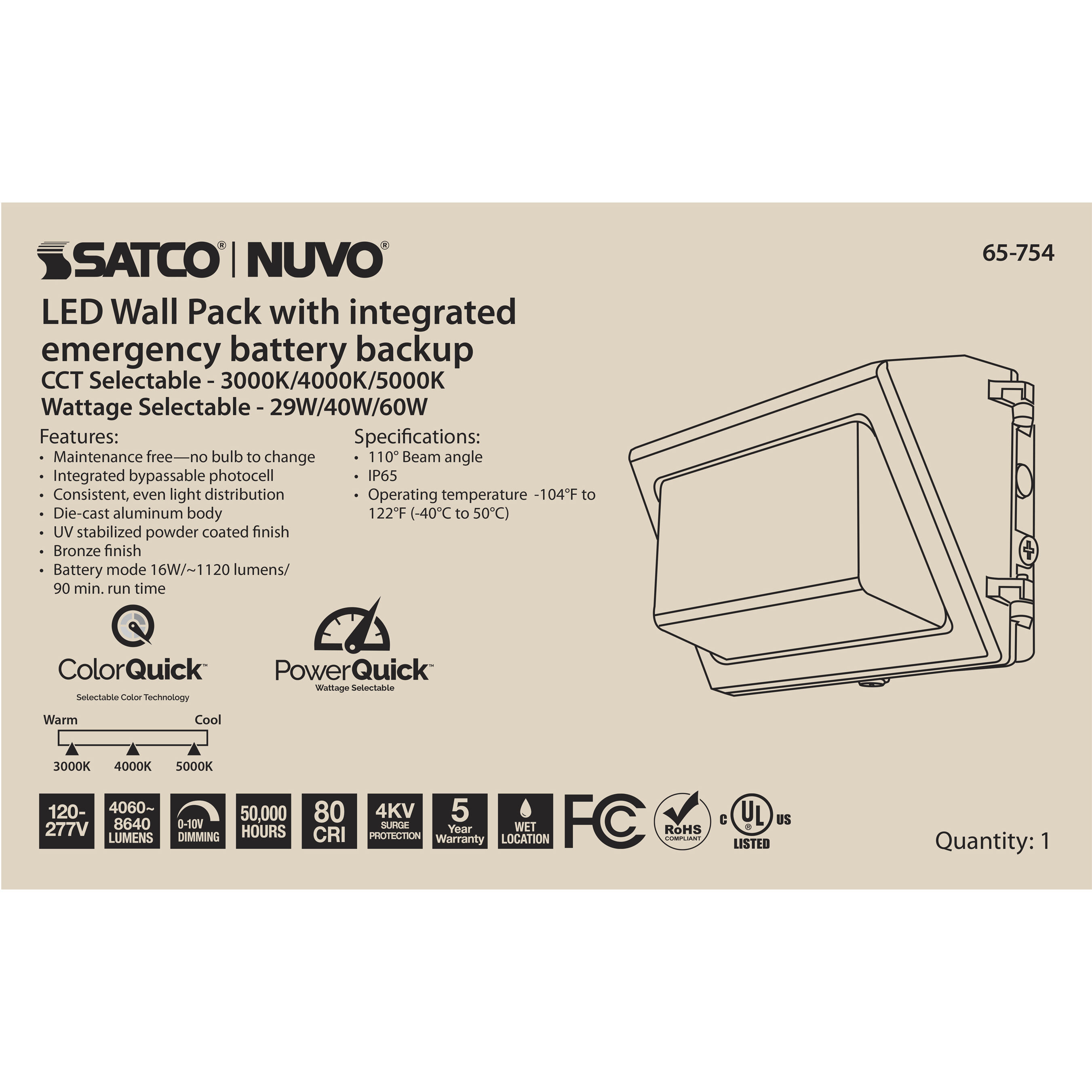 Brentwood LED 14 inch Bronze Wall Pack Wall Light