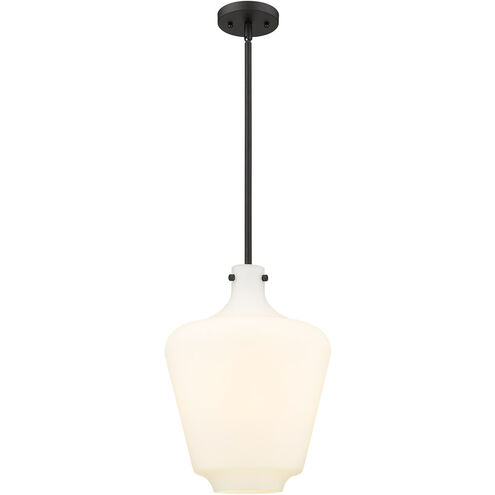Lowell LED 12 inch Matte Black Mini Pendant Ceiling Light in Matte White Glass