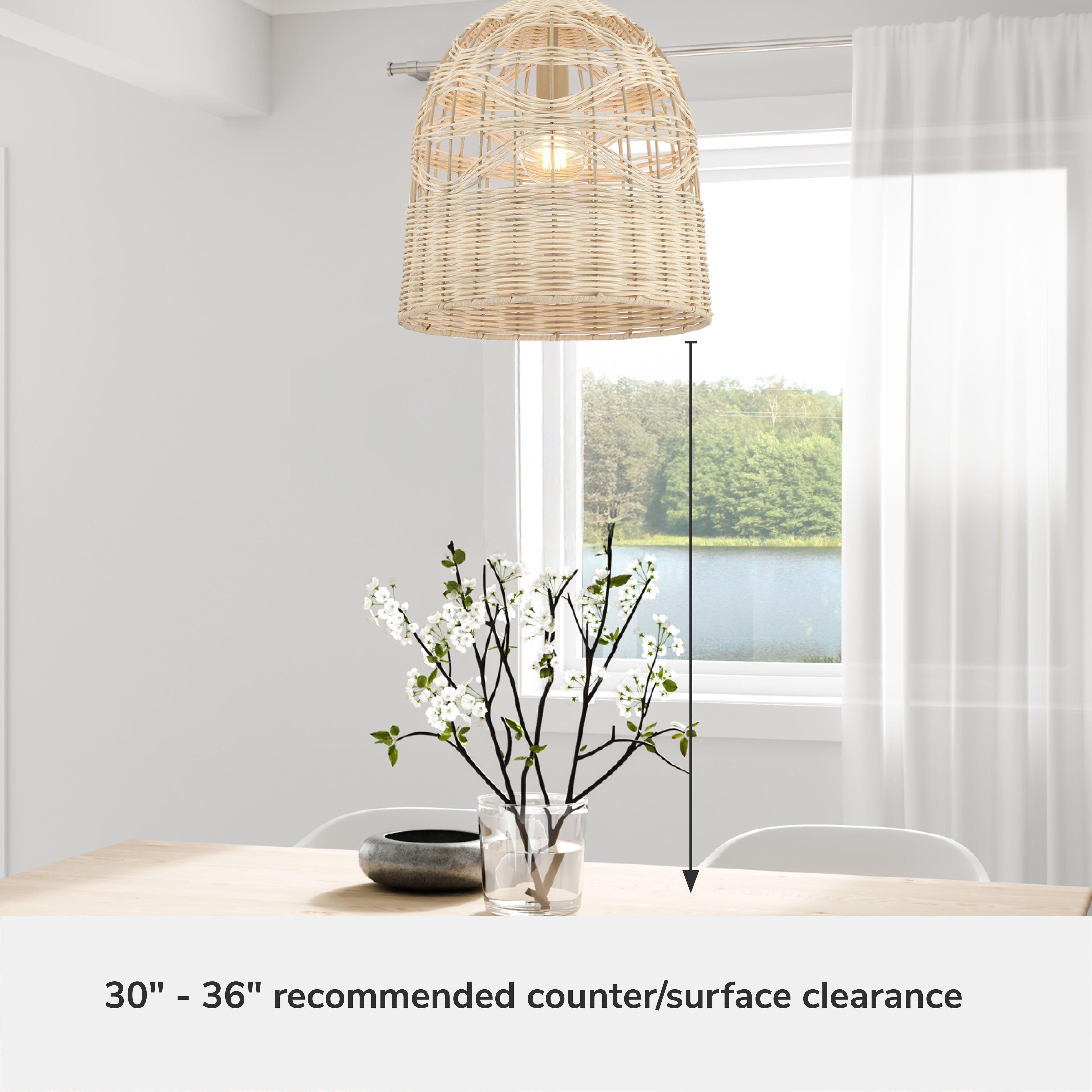 Baskel 1 Light 14.25 inch Matte Black Pendant Ceiling Light, Large