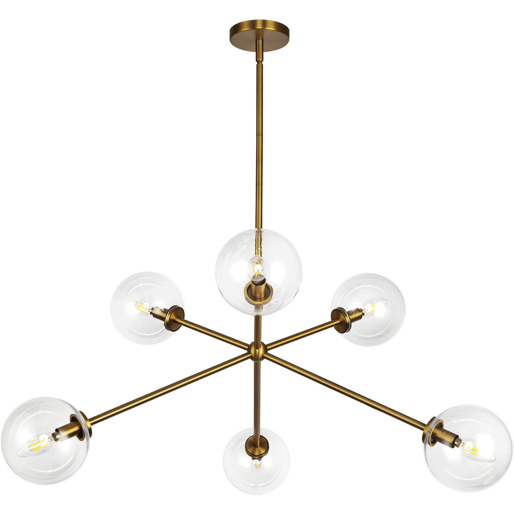Alora Mood Cassia 6 Light 39.5 inch Aged Gold/Clear Glass Chandelier Ceiling Light