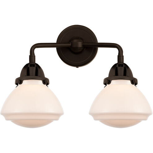 Nouveau 2 Olean 2 Light 15 inch Oil Rubbed Bronze Bath Vanity Light Wall Light in Matte White Glass