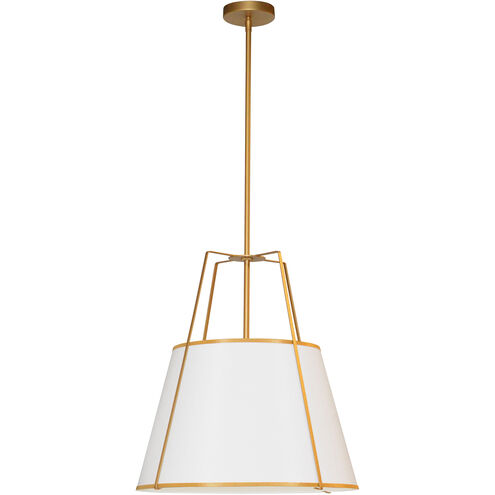 Trapezoid 3 Light 18 inch Gold with White Pendant Ceiling Light